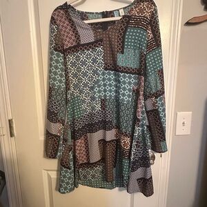 Patchwork Long Sleeve Dress
